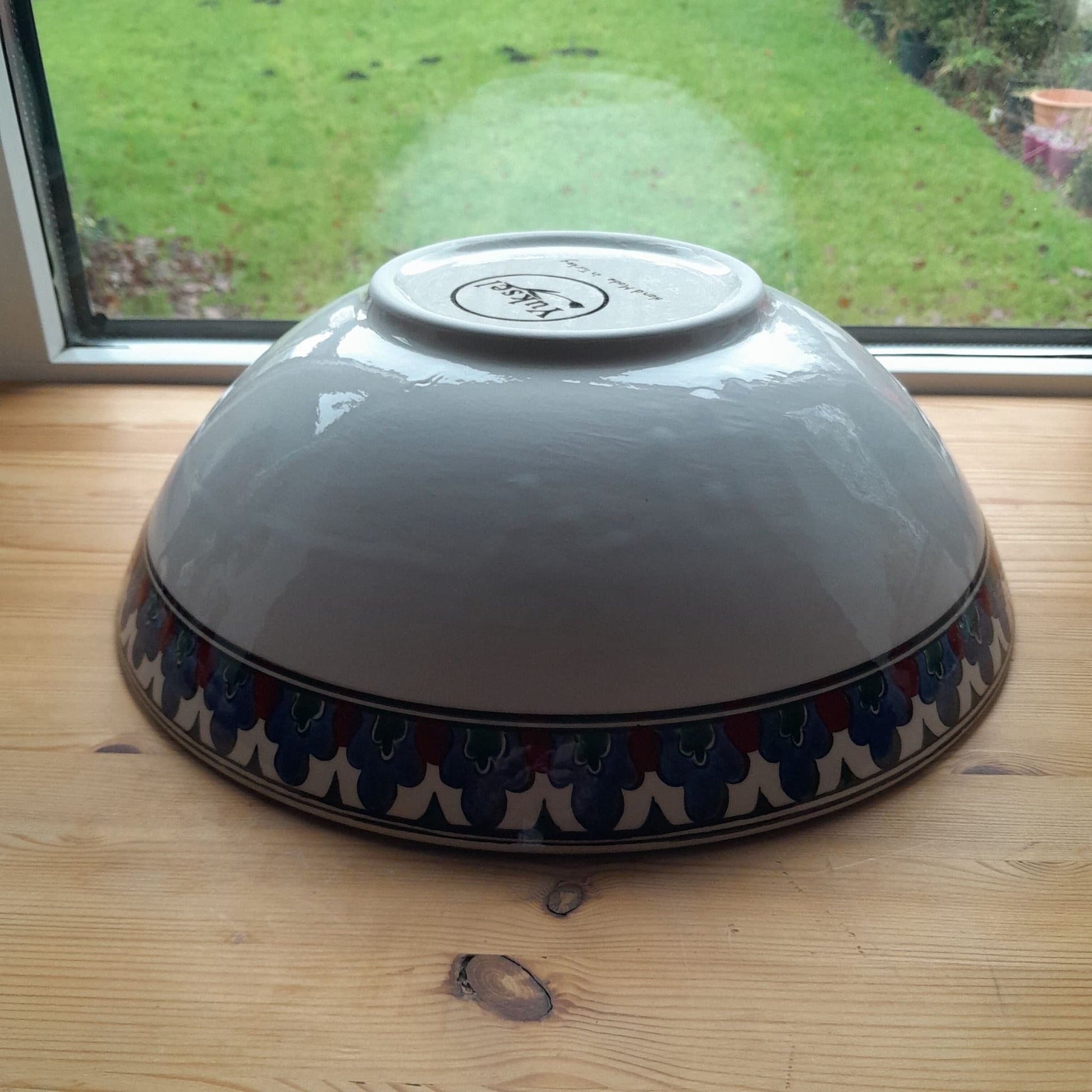 Large Iznik ceramic Bowl ,handmade, Red Ewer design, White colour base